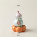 Tea pet a forma di zucca con smalto cristallino — Rosa pallido, base arancione