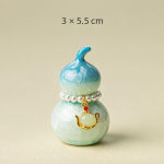 Tea pet a forma di zucca con smalto cristallino — Turchese, ciondolo dorato, 3 × 5,5 cm