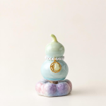 Tea pet a forma di zucca con smalto cristallino — Verde chiaro, 8 × 5 cm