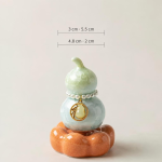 Tea pet a forma di zucca con smalto cristallino — Verde-giallo chiaro, base arancione