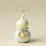 Tea pet a forma di zucca con smalto cristallino — Verde-giallo chiaro, ciondolo dorato, 3 × 5,5 cm
