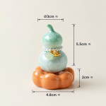 Tea pet a forma di zucca con smalto cristallino — Verde menta, base arancione