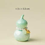 Tea pet a forma di zucca con smalto cristallino — Verde menta, ciondolo a forma di foglia, 3 × 5,5 cm