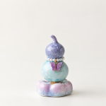 Tea pet a forma di zucca con smalto cristallino — Viola, 8 × 5 cm