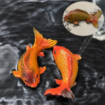 Tea pet carpa koi in resina — Duo arancione e rosso scuro