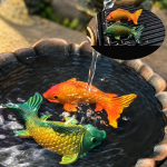Tea pet carpa koi in resina — Duo arancione-rosso e verde turchese