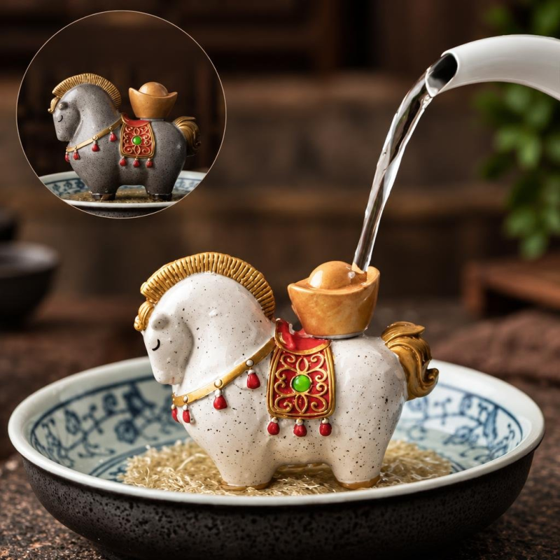 Tea pet cavallo che cambia colore con acqua calda