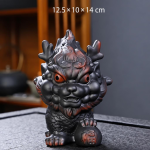 Tea pet con creatura mitica cinese in ceramica — Grigio antracite