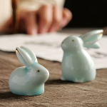 Tea pet coniglio in ceramica con due posture