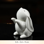 Tea pet coniglio in ceramica con orecchie pendenti — Seduto lucido