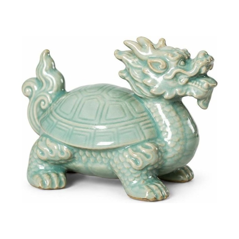 Tea pet drago-tartaruga in ceramica verde acqua di Longquan