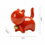 Tea pet gatto in ceramica con collare rosso