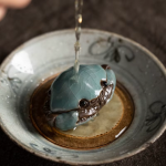 Tea pet granchio in ceramica craquelé
