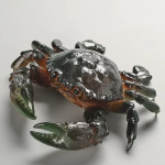 Tea pet granchio in resina fatto a mano — 14 × 3,5 cm