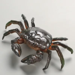 Tea pet granchio in resina fatto a mano — 14 × 3 cm
