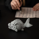 Tea pet in arenaria blu con rilievi scolpiti