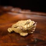 Tea pet in argilla viola a forma di rospo fatto a mano