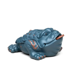 Tea pet in argilla viola a forma di rospo fatto a mano — Blu ottanio