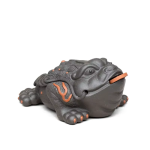 Tea pet in argilla viola a forma di rospo fatto a mano — Grigio antracite
