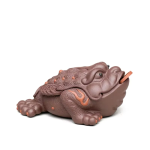 Tea pet in argilla viola a forma di rospo fatto a mano — Marrone malva