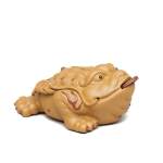 Tea pet in argilla viola a forma di rospo fatto a mano — Ocra dorata