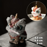 Tea pet in resina con duo di carpe — Grigio e rosso