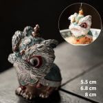 Tea pet in resina con duo di carpe — Grigio e turchese