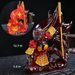 Tea pet in resina con duo di carpe — Marrone scuro, rosso e dorato