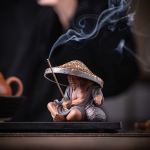 Tea pet Jiang Taigong in argilla viola con colino