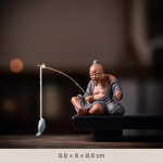 Tea pet Jiang Taigong in argilla viola con colino — Pescatore seduto