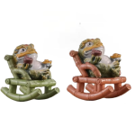 Tea pet Jinchan in resina che cambia colore — Duo verde oliva e marrone rossiccio