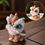 Tea pet leone danzante cinese in resina — Rosso scuro