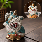 Tea pet leone danzante cinese in resina — Turchese