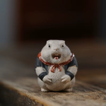 Tea pet marmotta in argilla di Yixing — Grigio chiaro e bianco