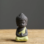 Tea pet monaco Buddha in ceramica — Giallo limone chiaro