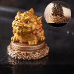 Tea pet Pixiu che cambia colore — Figurina dorata con base decorata