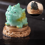 Tea pet Pixiu che cambia colore — Figurina verde acqua con base decorata