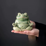 Tea pet rana in ceramica smaltata — 11,5 × 10 cm