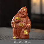 Tea pet sorridente in argilla di Yixing (zisha) — Marrone rossiccio e dorato