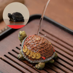 Tea pet tartaruga portafortuna in resina — Marrone ramato