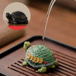 Tea pet tartaruga portafortuna in resina — Verde scuro