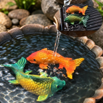 Tea pet termici a forma di carpe koi in resina — Verde turchese e arancione