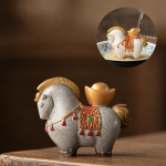 Tea pet termico a forma di cavallo — Recipiente color ocra