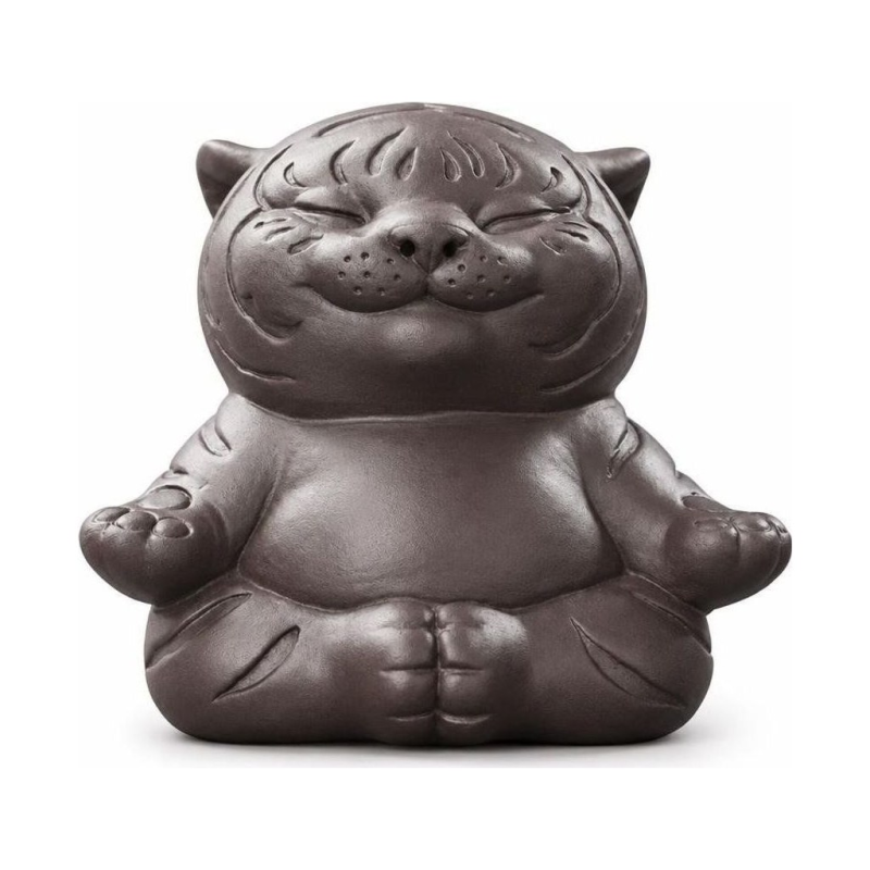 Tea pet tigre in argilla viola dal corpo arrotondato