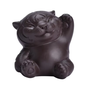 Tea pet tigre in argilla viola dal corpo arrotondato