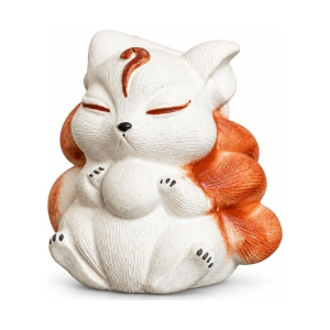 Tea pet volpe a nove code scolpito a mano