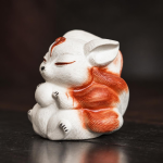 Tea pet volpe a nove code scolpito a mano