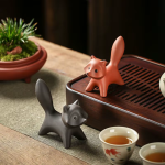 Tea pet volpe, accessorio per tè in argilla di Yixing