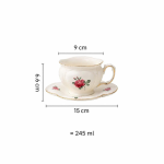 Teiera in porcellana floreale o tazza — Tazza e piattino da 245 ml, rosa rossa